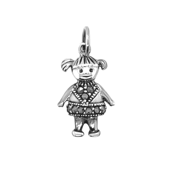 Sterling Silver Girl Marcasite Pendant