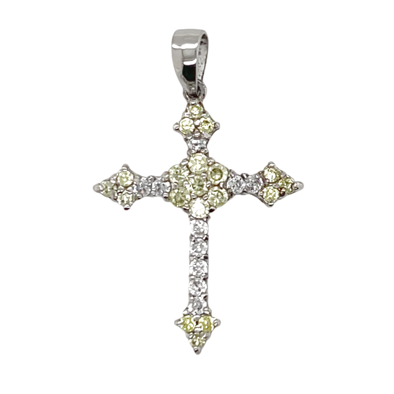 Sterling Silver Green CZ Cross Pendant