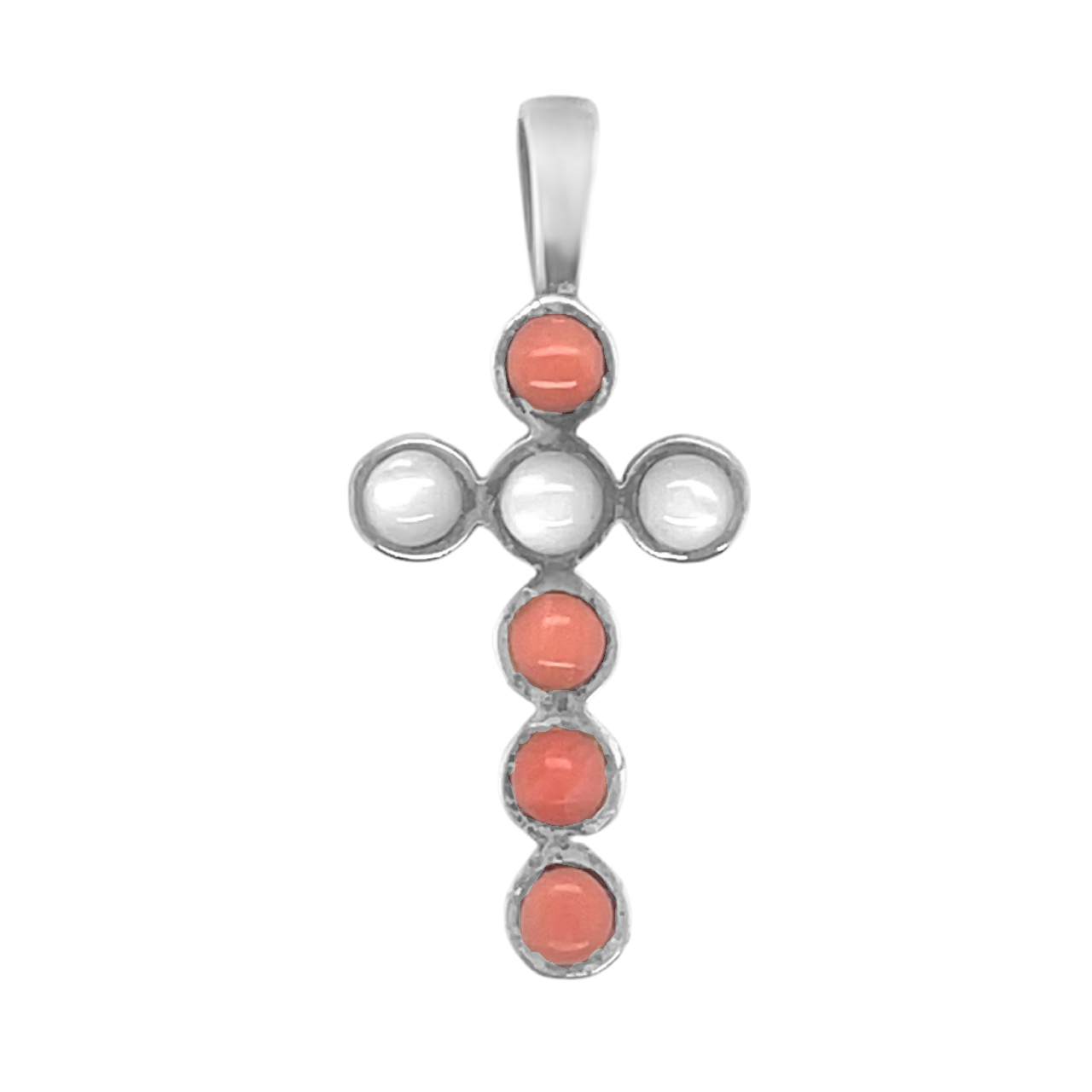 Sterling Silver Multi-Color Bubble Cross Pendant