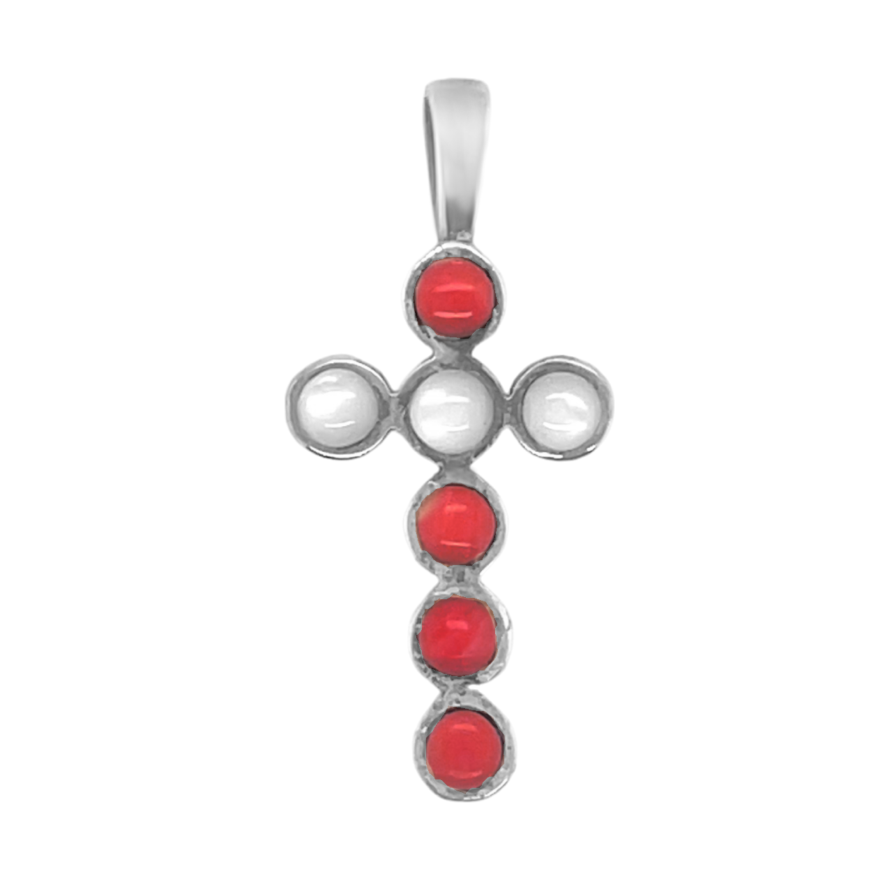 Sterling Silver Multi-Color Bubble Cross Pendant