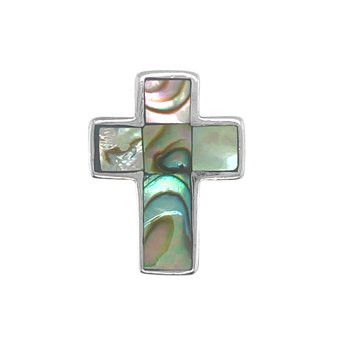Sterling Silver Abalone Cross Slide Pendant