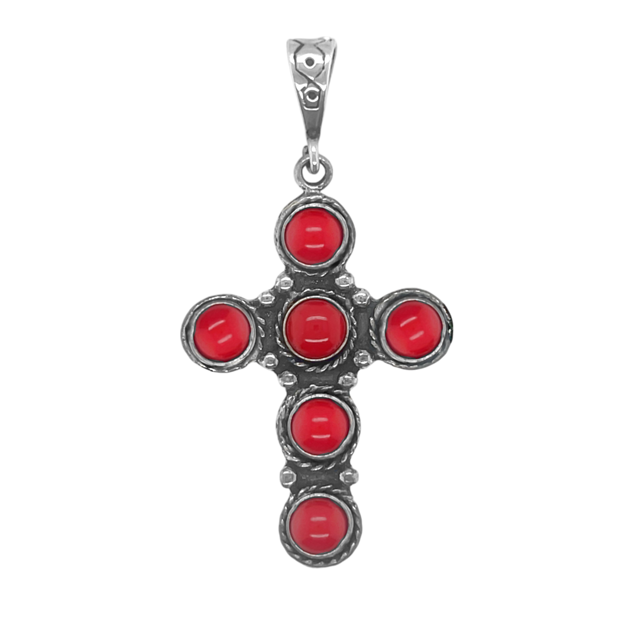 Sterling Silver Red Jasper Cross Pendant