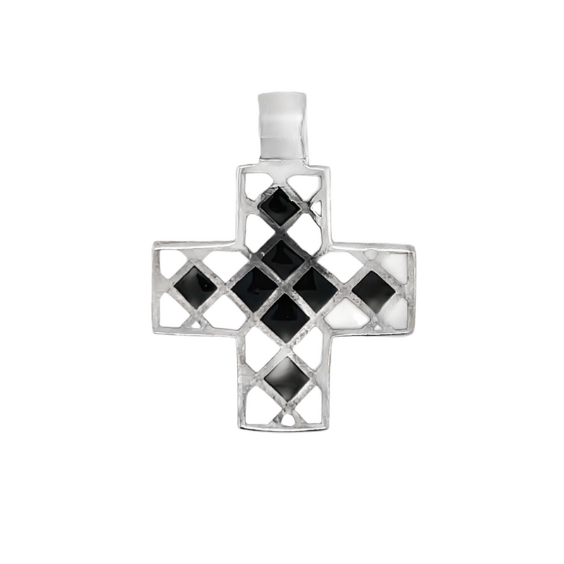 Sterling Silver Multi-Color Cross Pendant