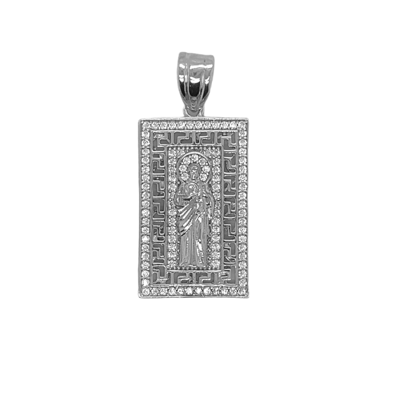 925 Sterling Silver Rectangle San Judas Pendant
