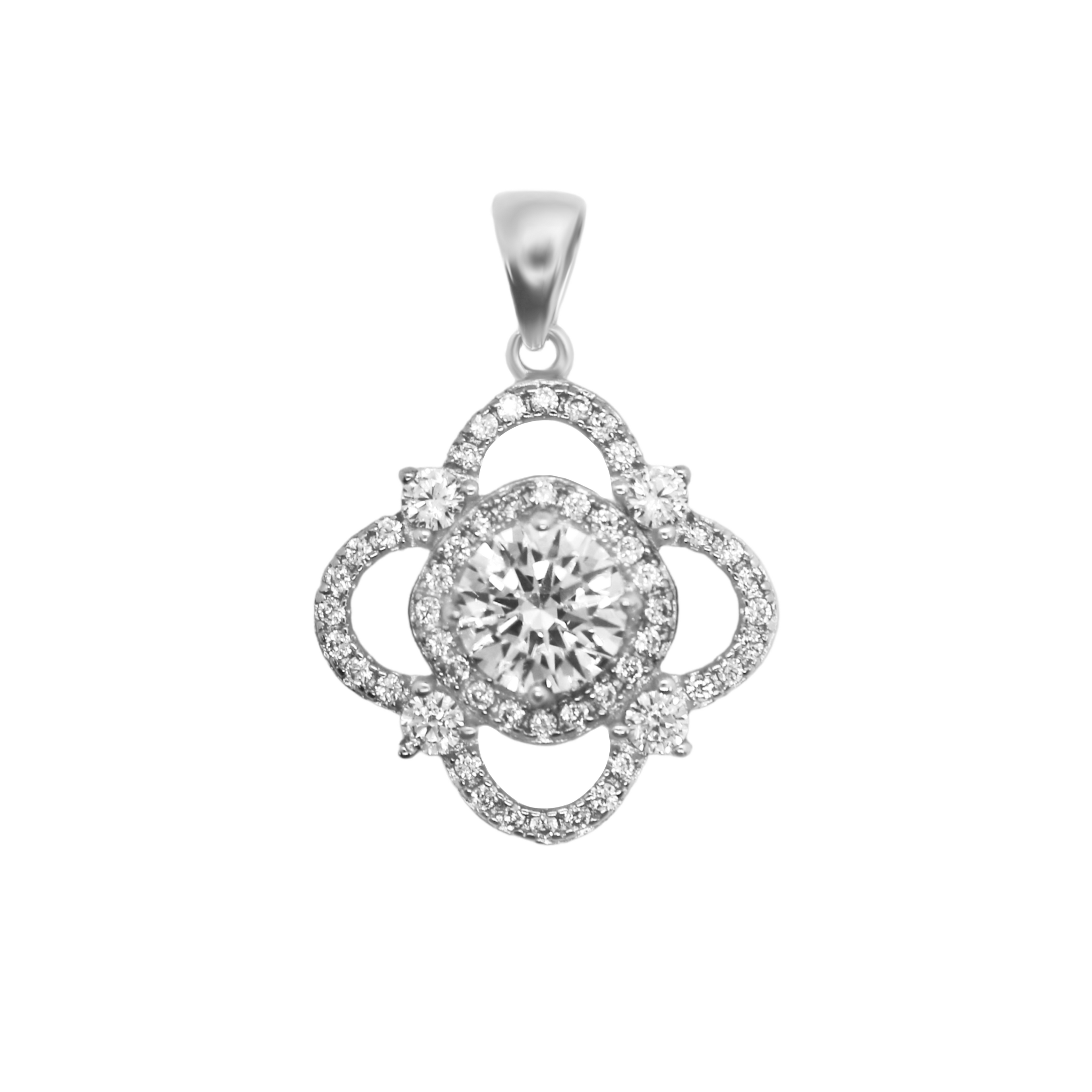 Sterling Silver CZ Flower Pendant