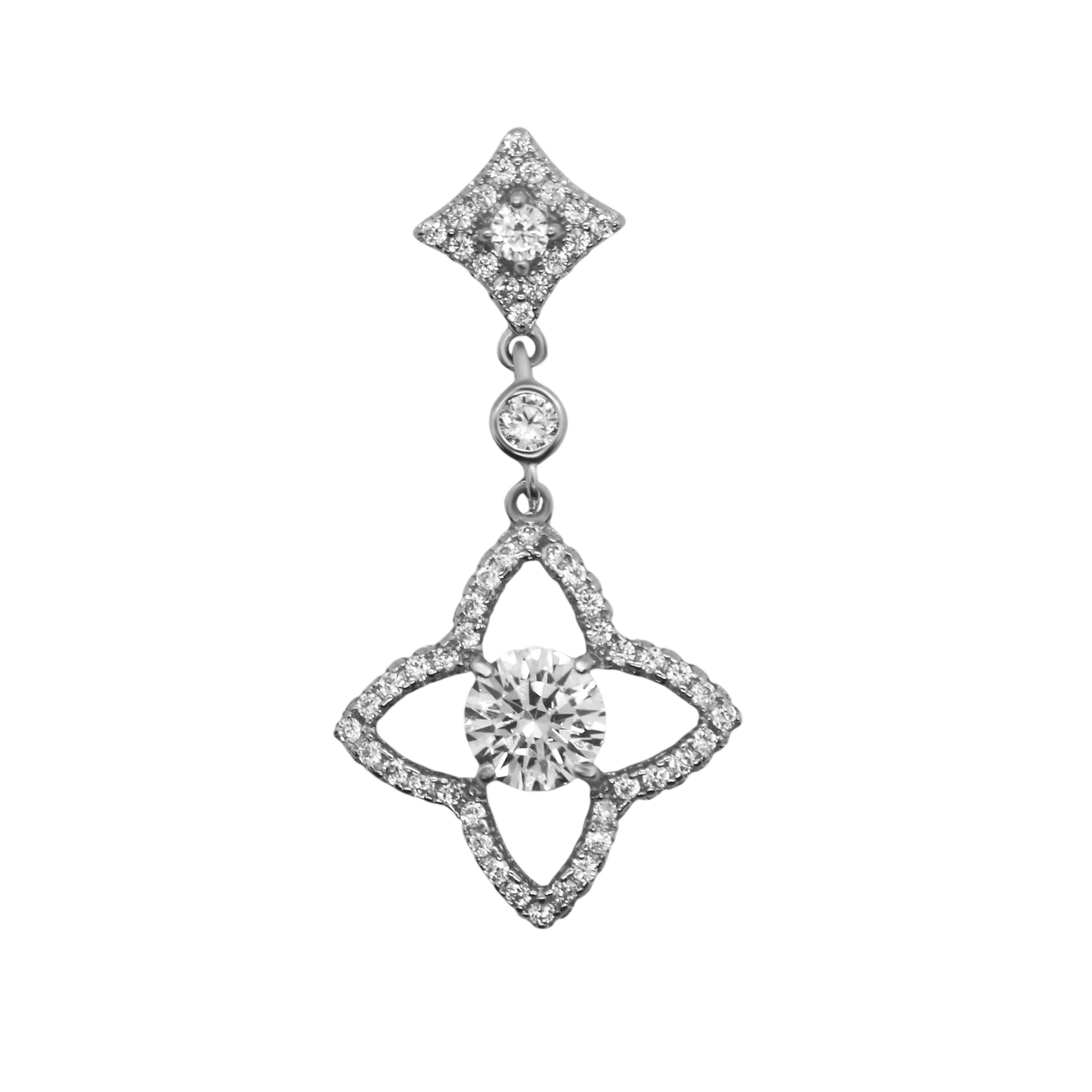 Sterling Silver Diamond Shape CZ Dangling Pendant
