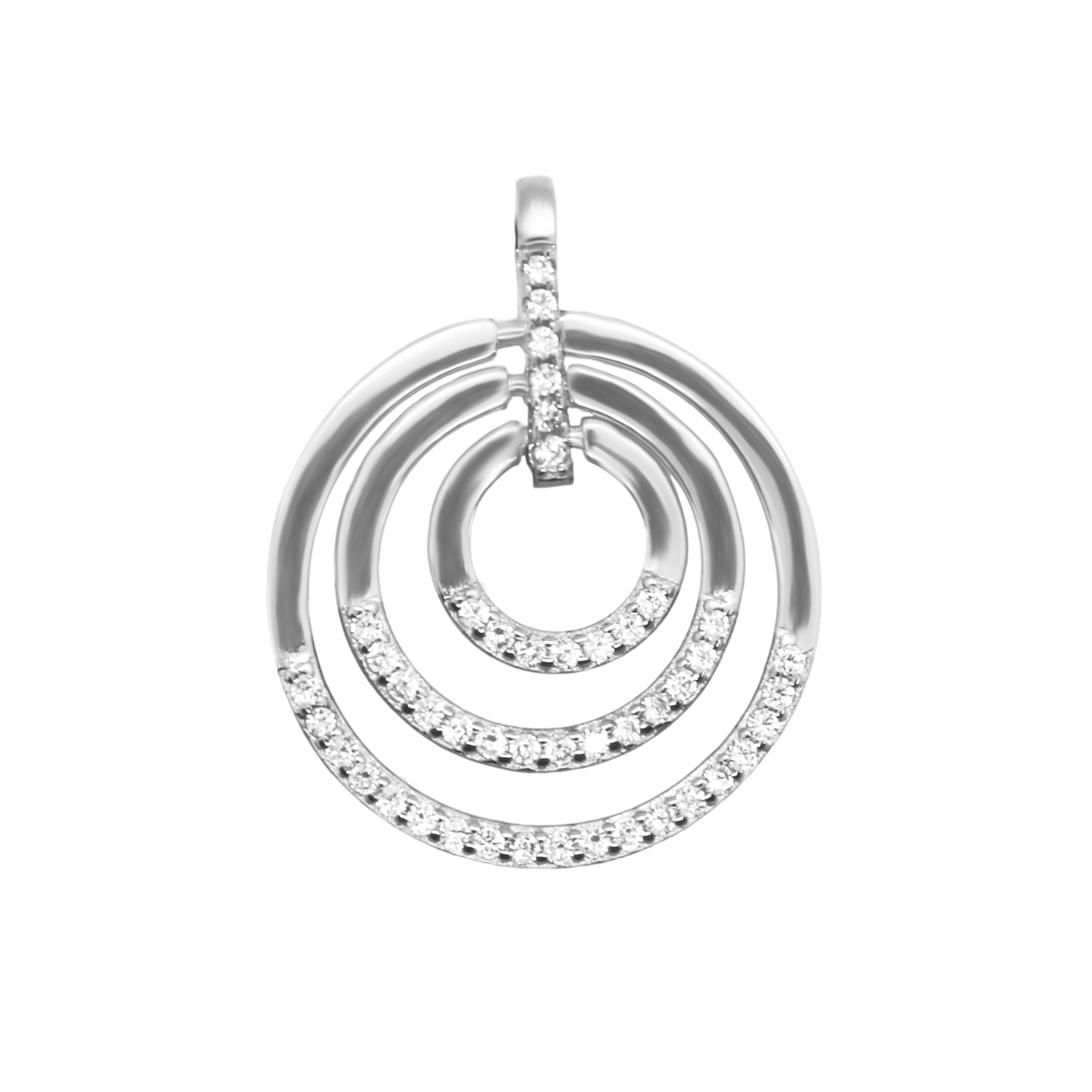 Sterling Silver Triple Circle CZ Pendant