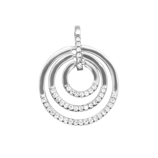 Sterling Silver Triple Circle CZ Pendant