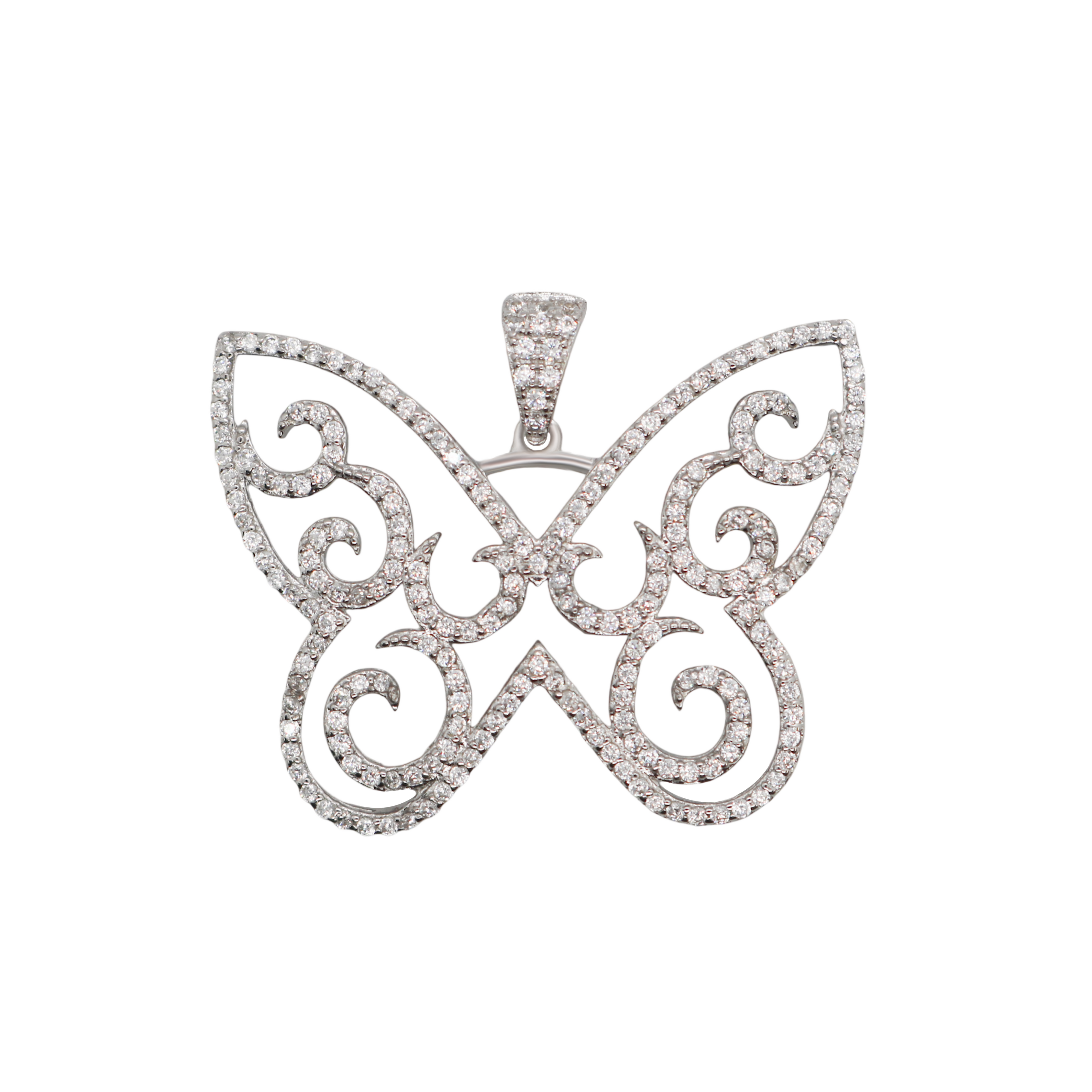 Sterling Silver CZ Butterfly Pendant