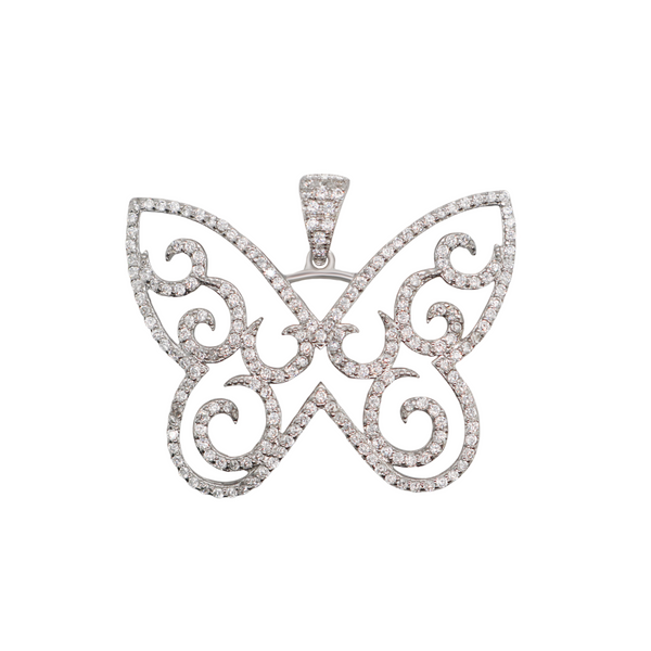 Sterling Silver CZ Butterfly Pendant