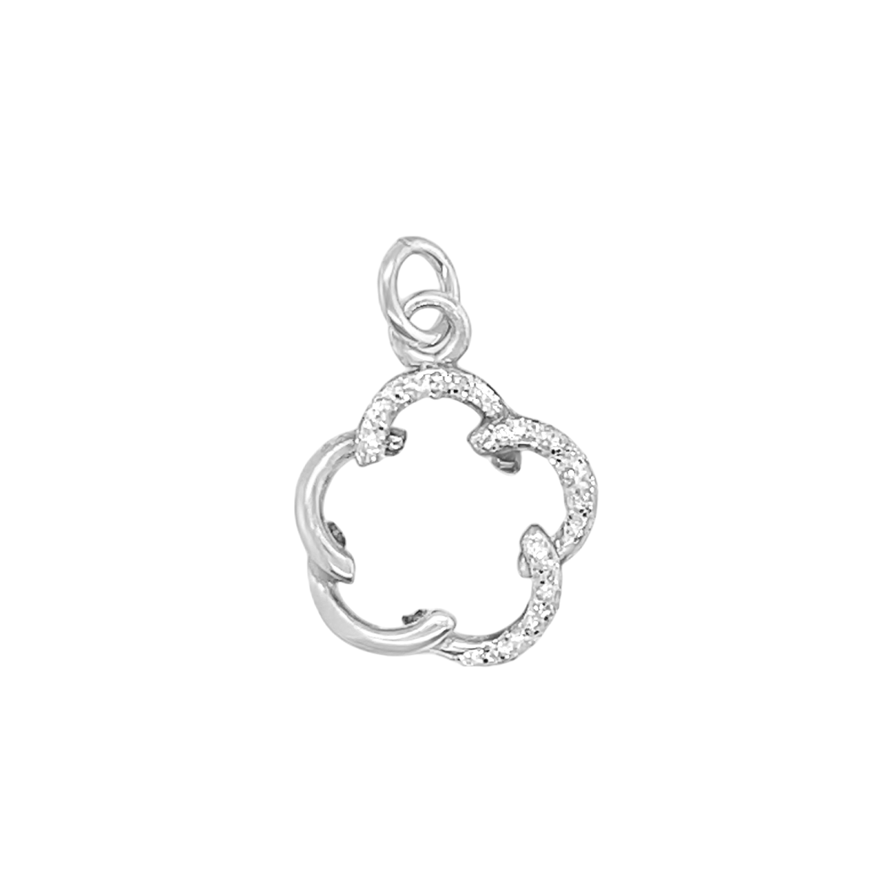 Sterling Silver Hollow Flower Glitter Pendant