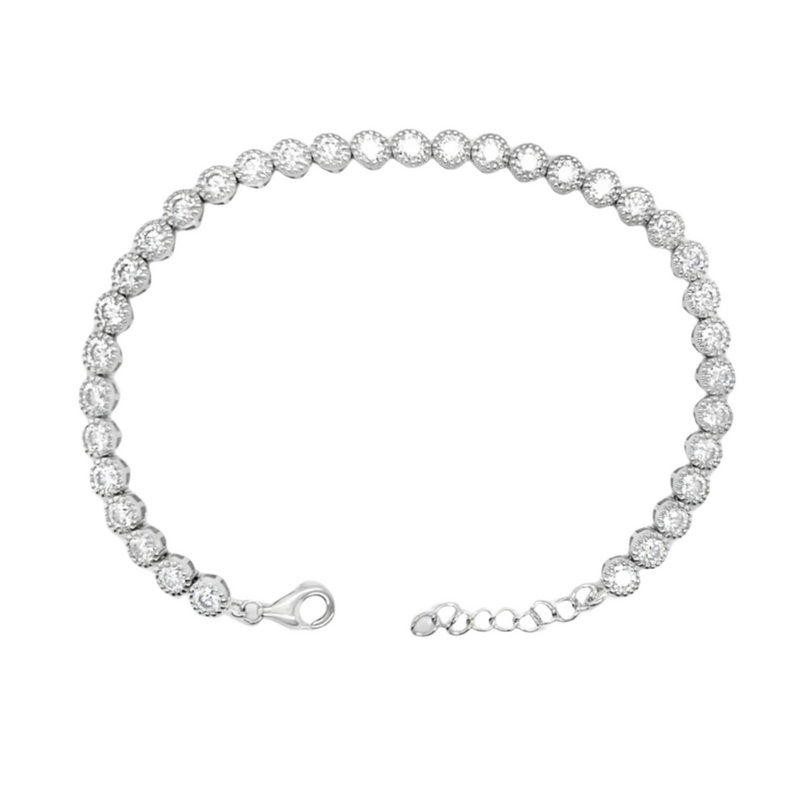 Sterling Silver Moissanite Round Tennis Bracelet (7")