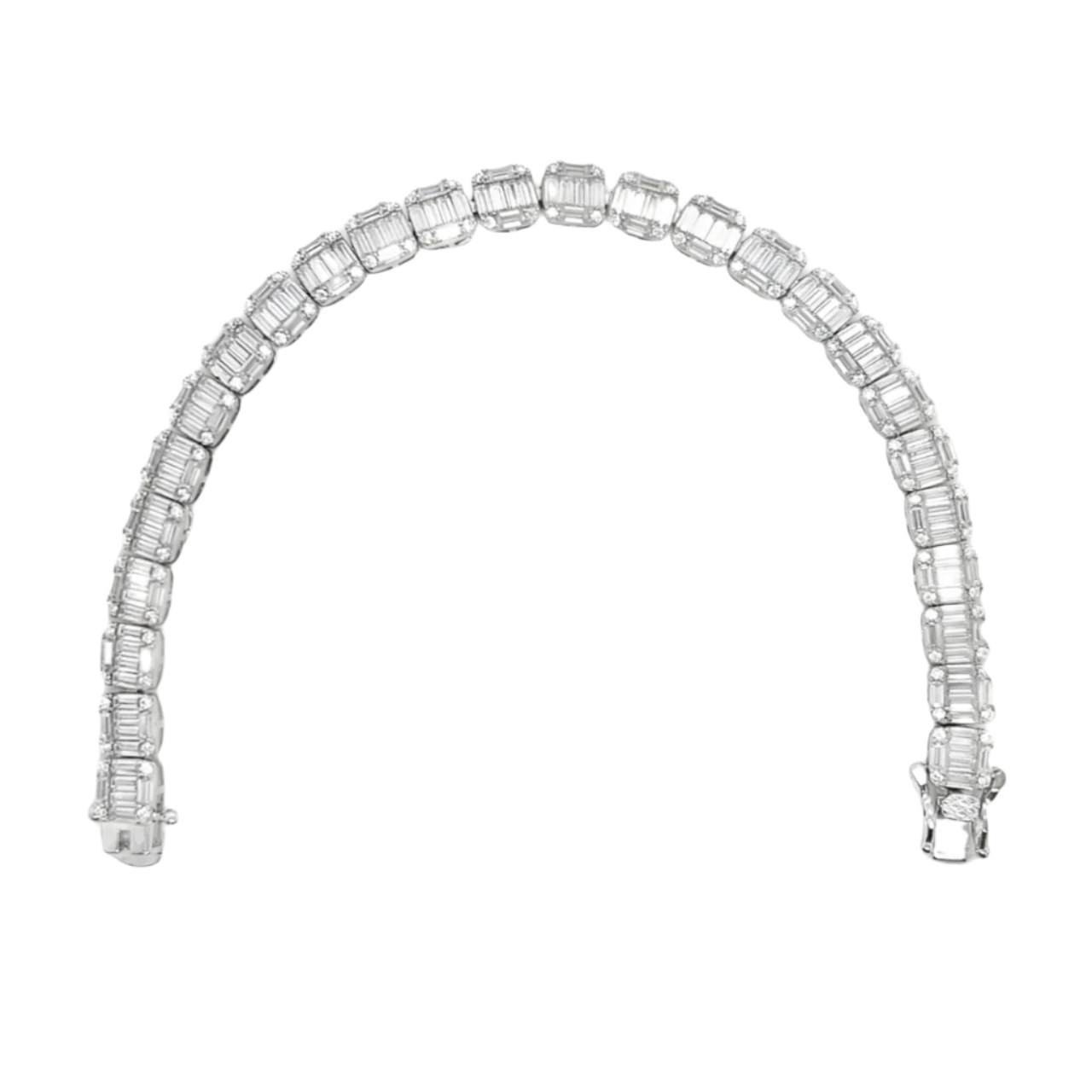 Sterling Silver Moissanite Square Tennis Bracelet (7")