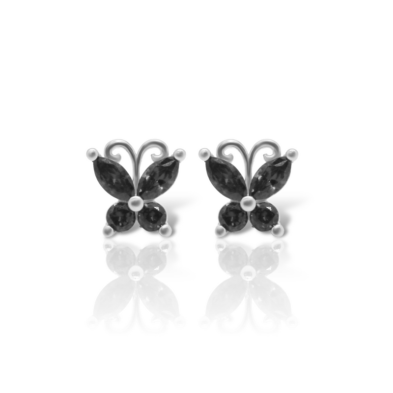 Sterling Silver CZ Butterfly Earring Studs (6 Colors)