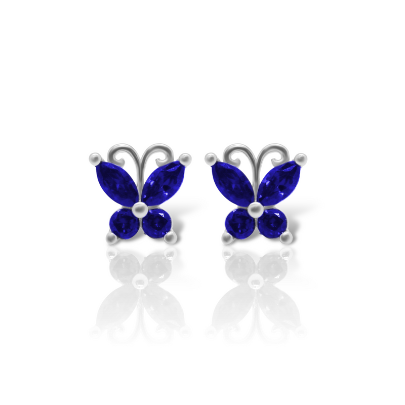 Sterling Silver CZ Butterfly Earring Studs (6 Colors)