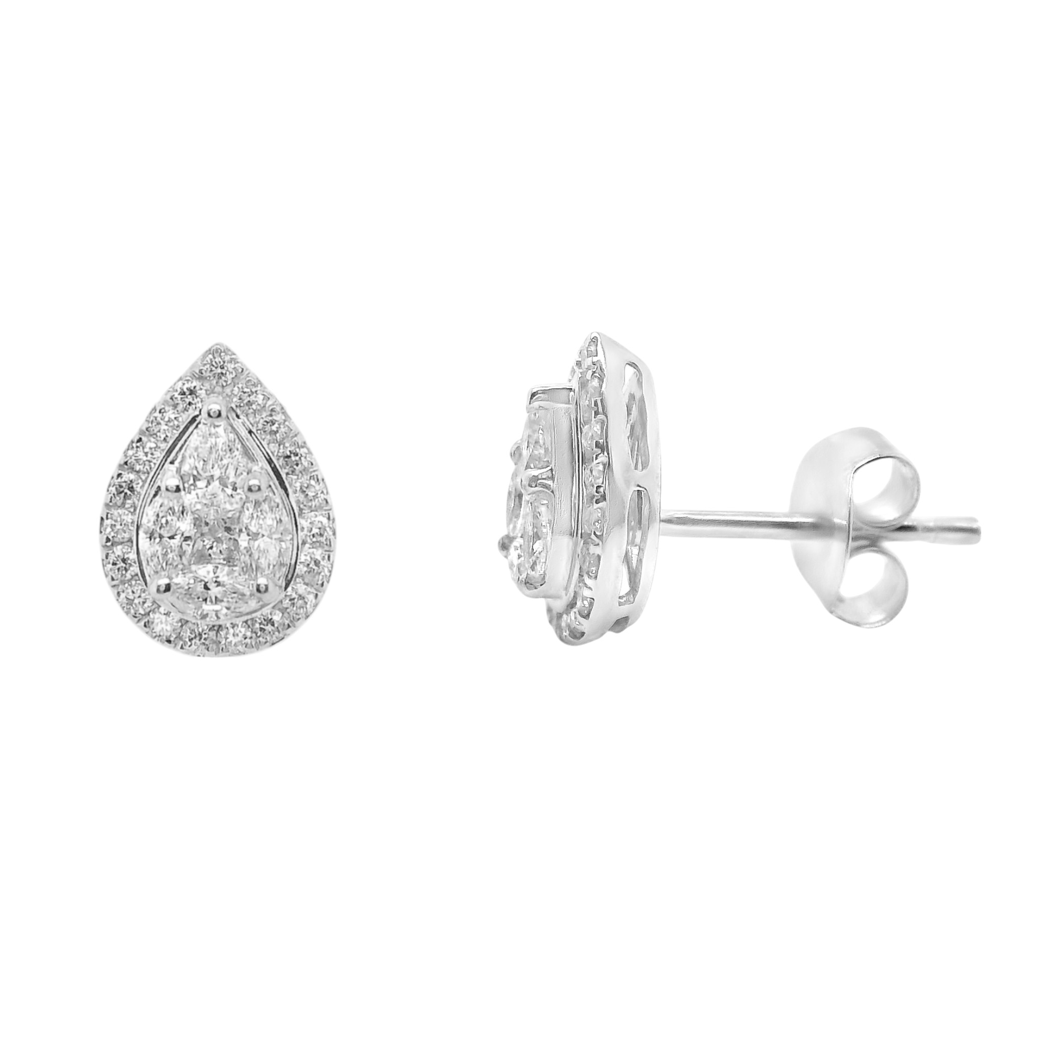 7/10 CT. T.W. Lab-Created Diamond Teardrop Pendant and Earrings in 14K White Gold