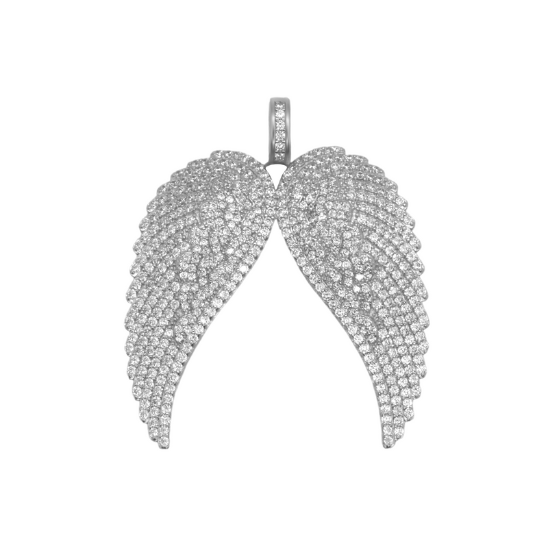 Sterling Silver CZ Angel Wings Pendant