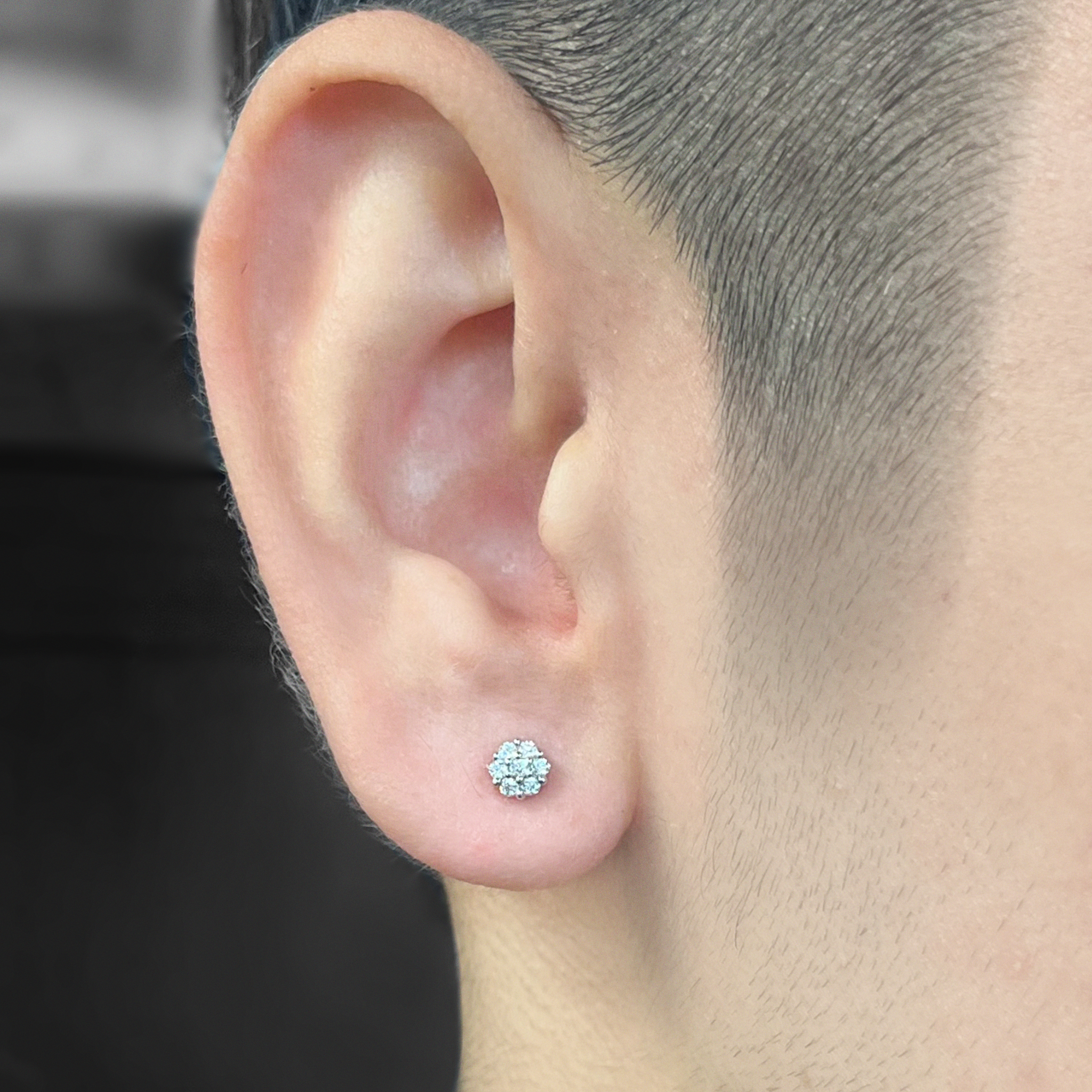 Sterling Silver Moissanite Pave Round Screwback Earrings (5mm)