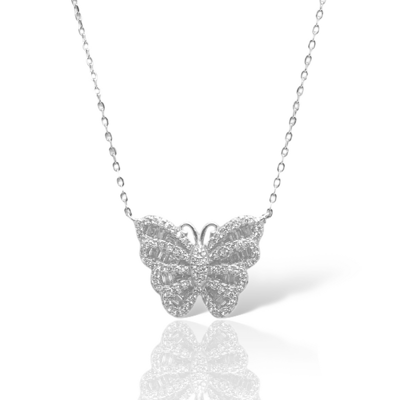 Sterling Silver CZ Butterfly Necklace