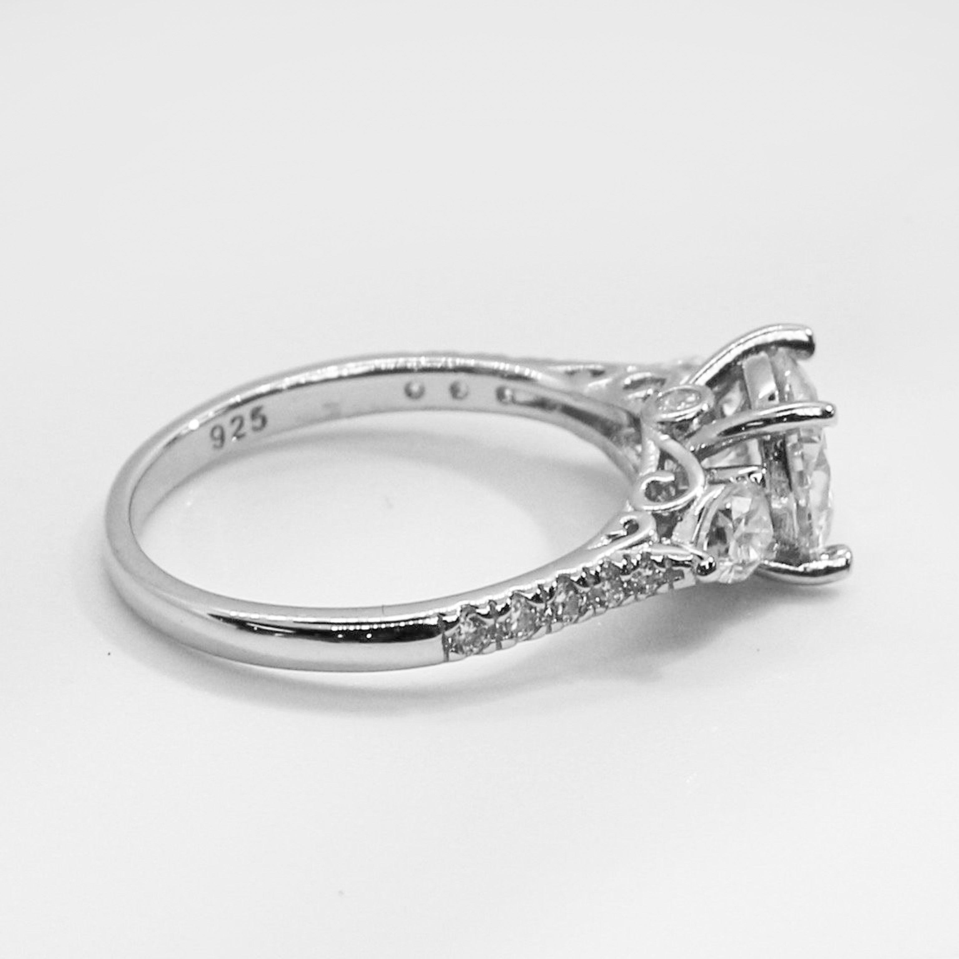 Sterling Silver Round 7.0MM 1.2CT Moissanite Cluster Ring