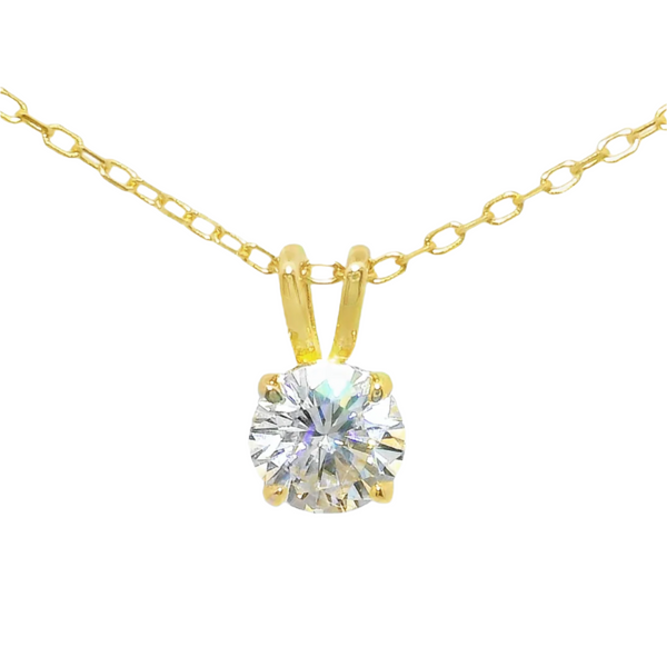 Sterling Silver 4 Prong Round 7mm 1.2CT Moissanite Necklace