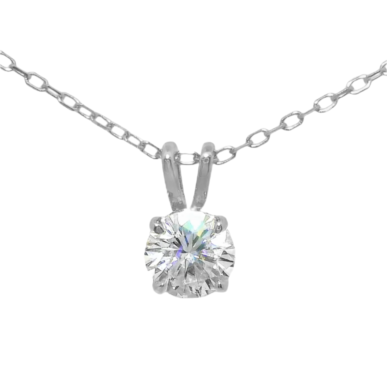 Sterling Silver 4 Prong Round 7mm 1.2CT Moissanite Necklace