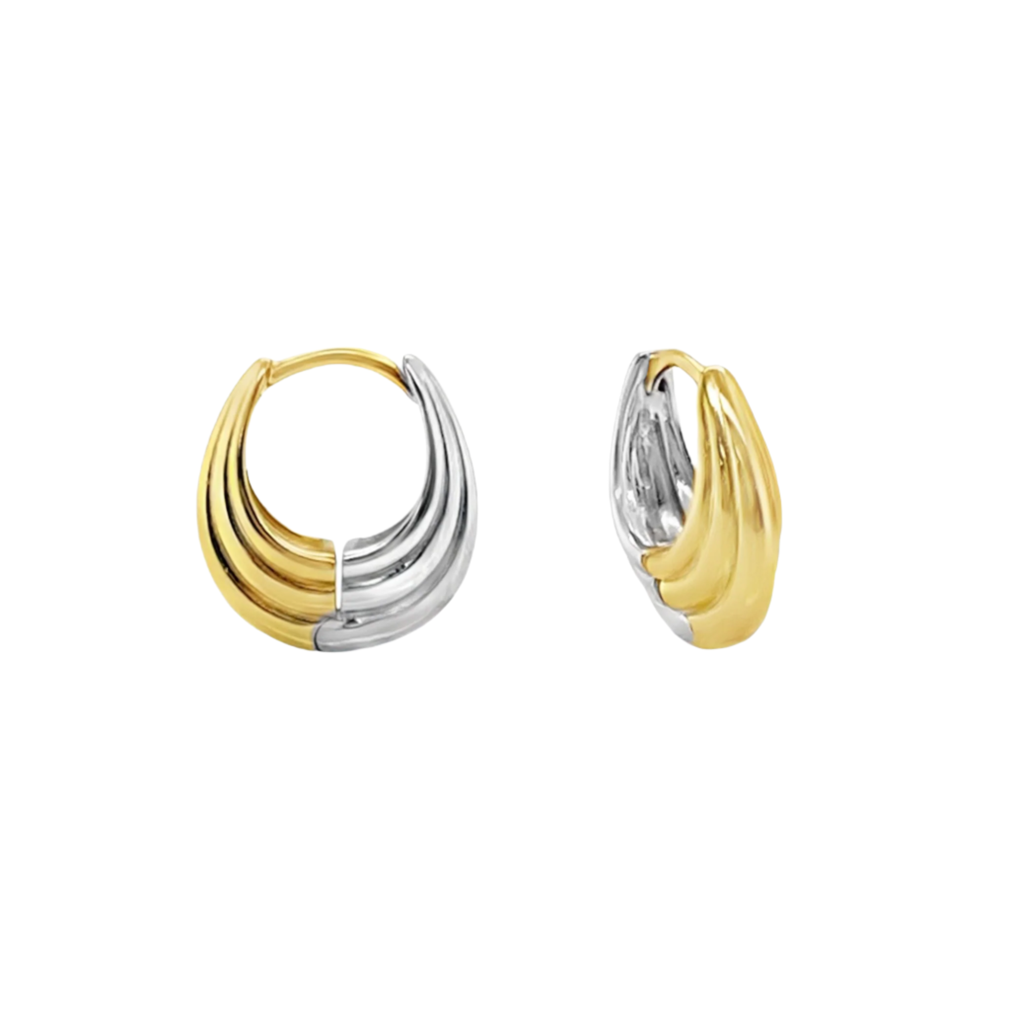 Sterling Silver Two Tone Hoops