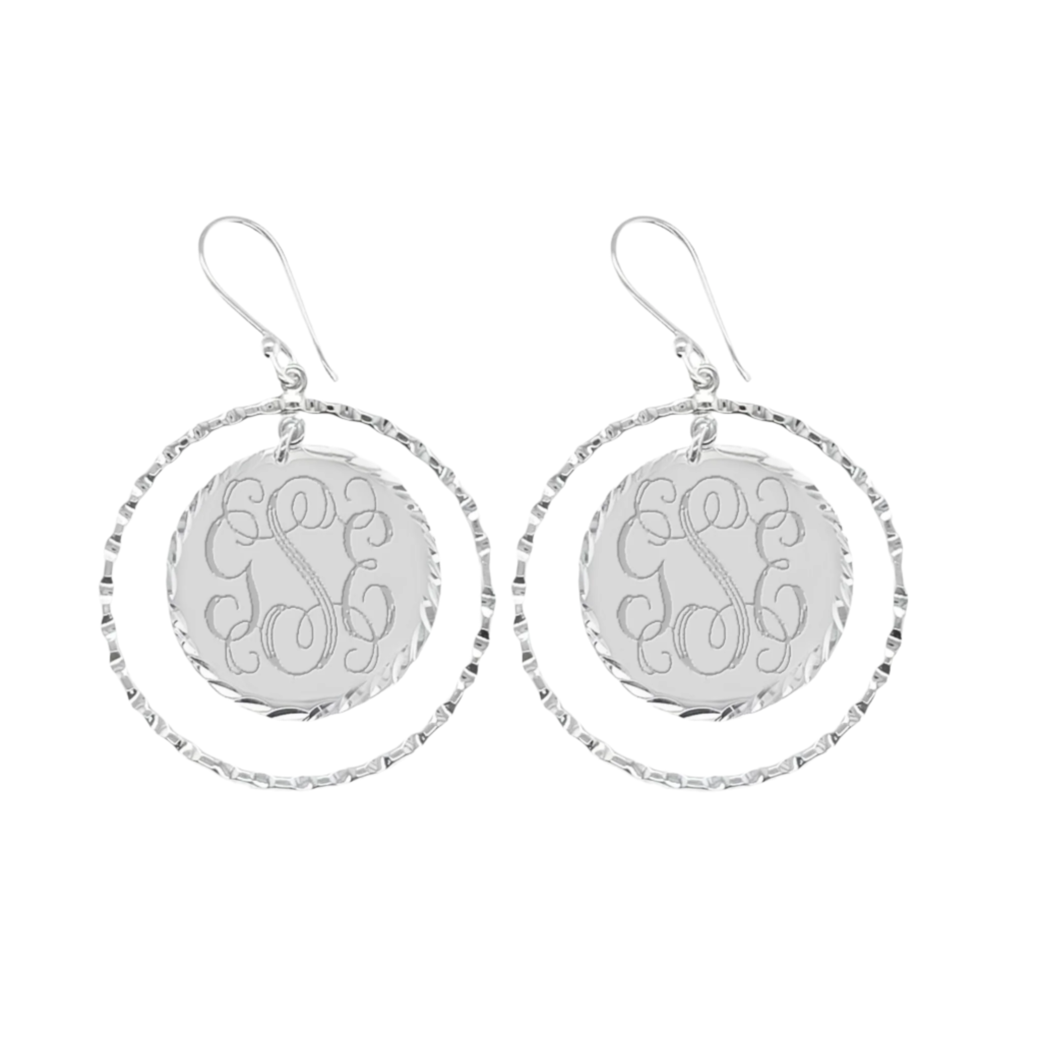 German Silver Engravable Diamond Cut Edge Round French Wire Earrings