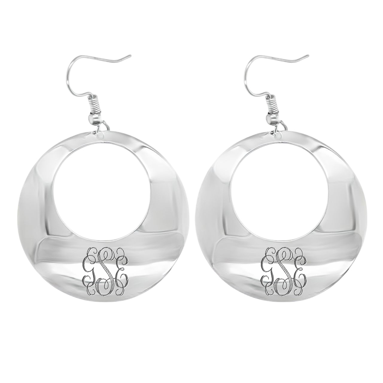 German Silver Round Cut-Out French Wire Earrings
