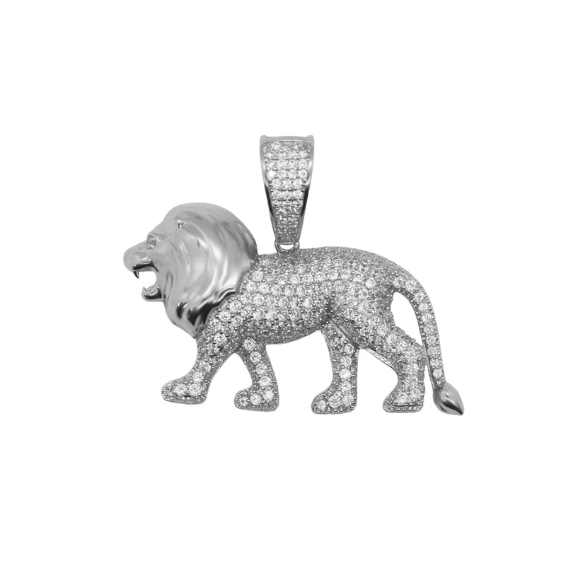 Sterling Silver CZ Lion Pendant