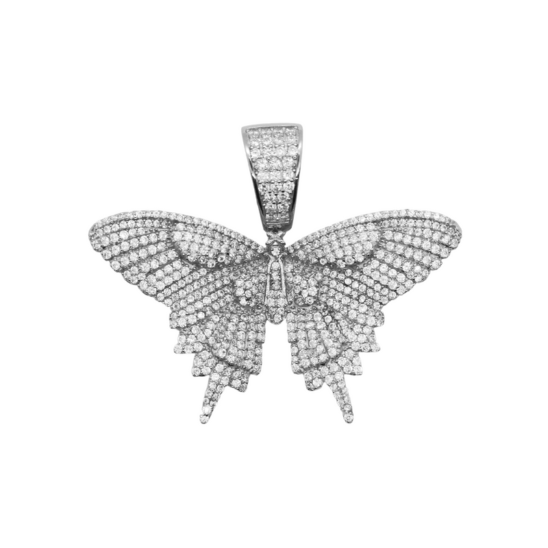 Sterling Silver CZ Butterfly Pendant