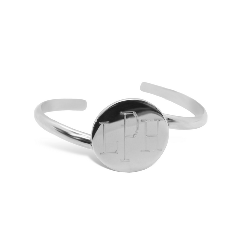 Sterling Silver Engravable Round Cuff Bracelet