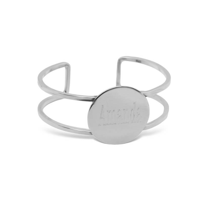 Sterling Silver Engravable Circle Cuff Bracelet Double Wire Band