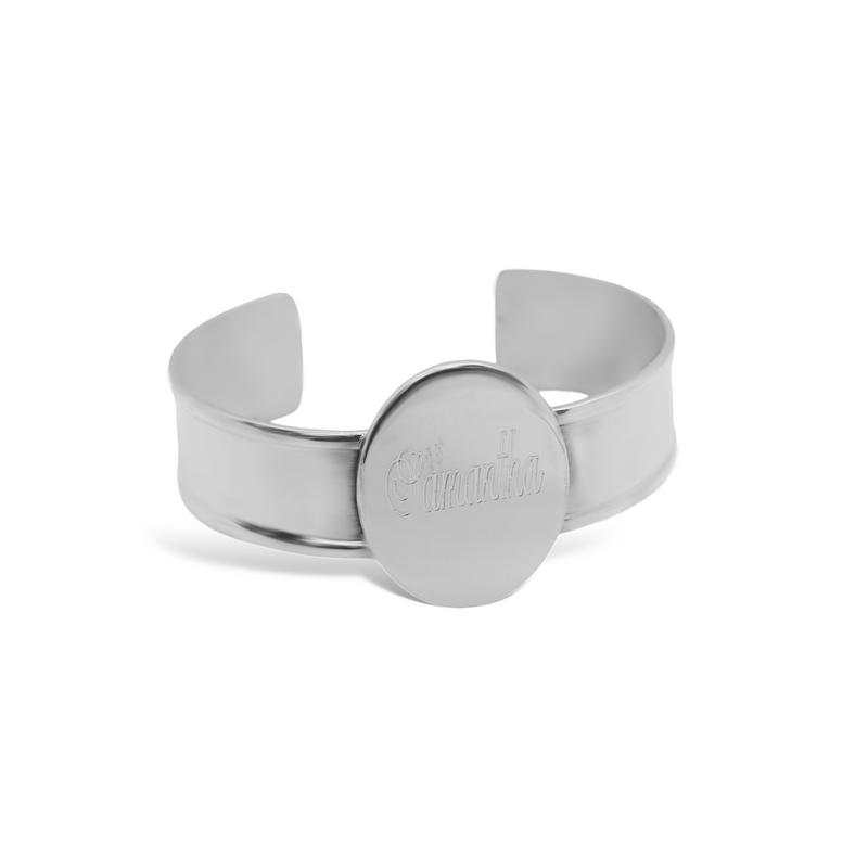 Sterling Silver Engravable Vertical Oval Cuff Bracelet