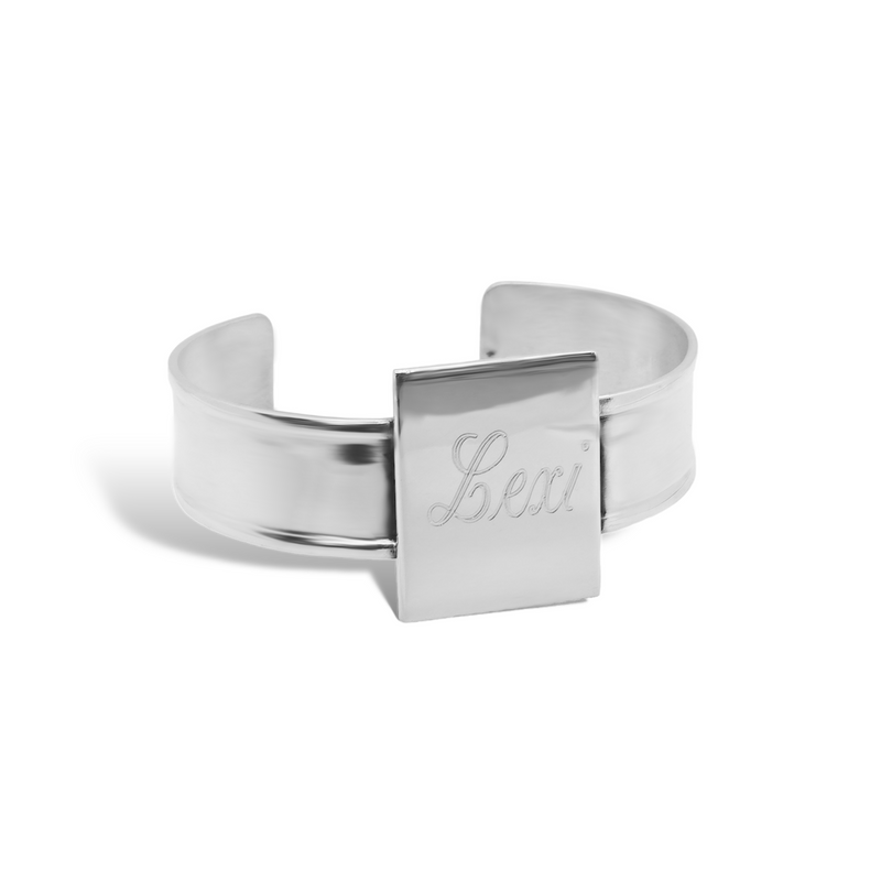 Sterling Silver Engravable Vertical Rectangle Cuff Bracelet
