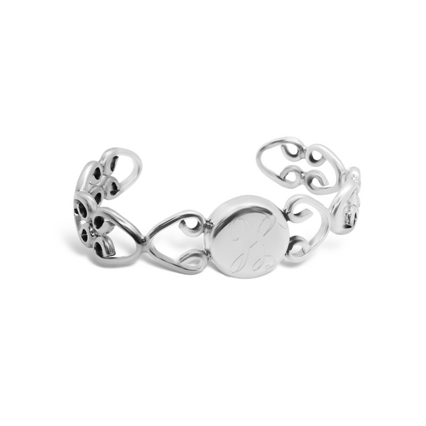 Sterling Silver Engravable Round Cuff Bracelet