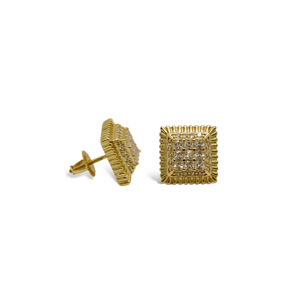 Sterling SIlver Gold Plated Square CZ Screwback Studs