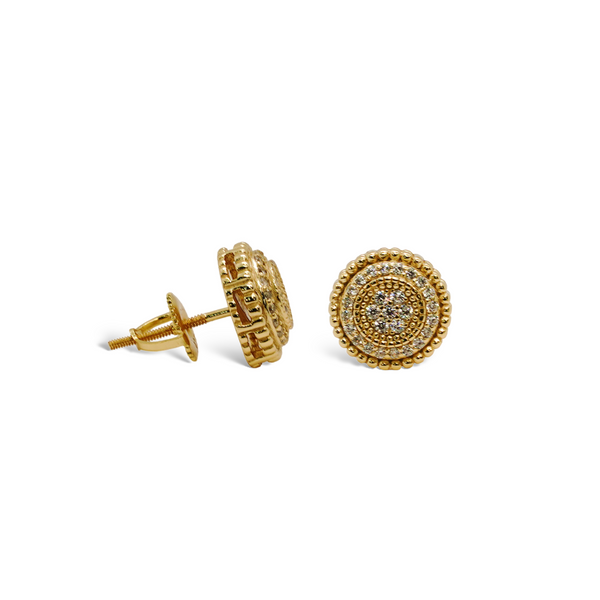 Sterling Silver Gold Plated Round CZ Screwback Studs