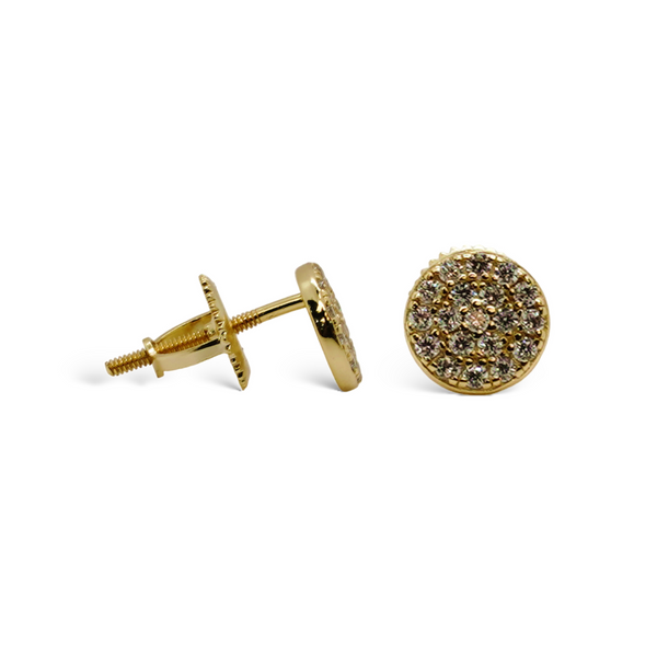 Sterling Silver Gold Plated Round CZ Screwback Earrings