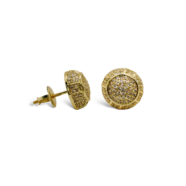 Sterling Silver Gold Plated Dome CZ Screwback Earrings