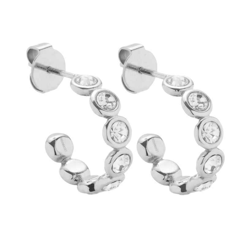 Sterling Silver Moissanite Bubble Open Hoop Post Earrings
