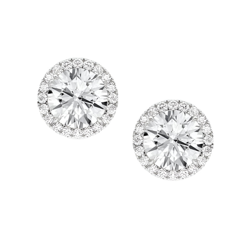 Sterling Silver Round 5MM 0.5CT Moissanite W/ Halo Earrings