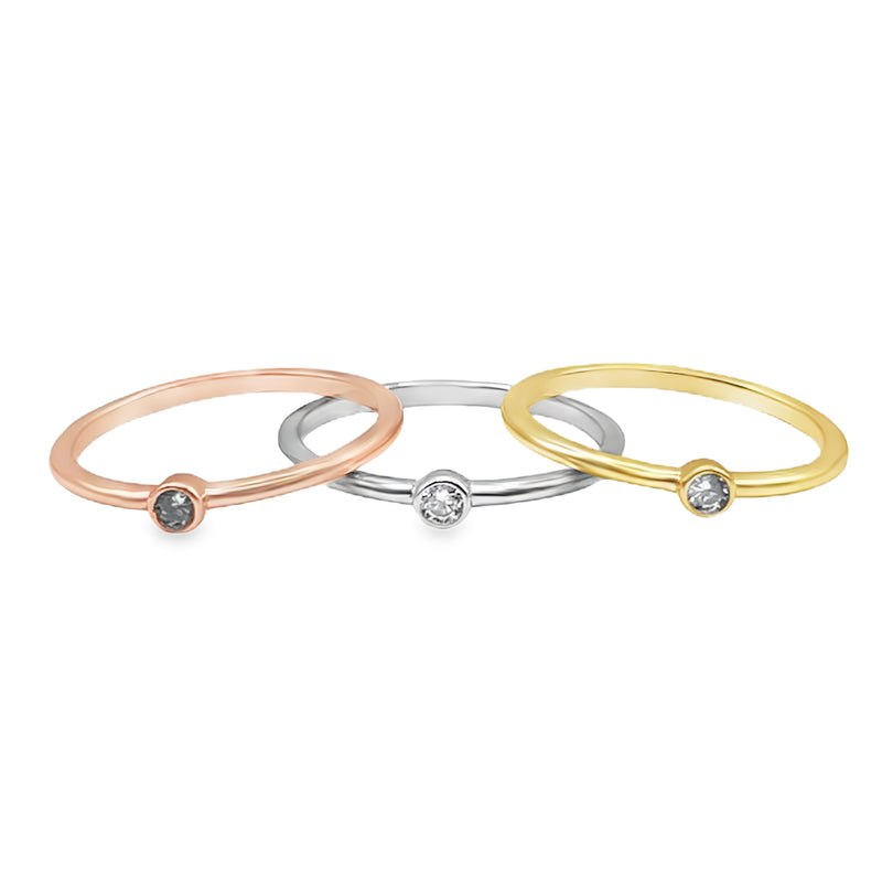 Sterling Silver Tri Tone Stackable Rings