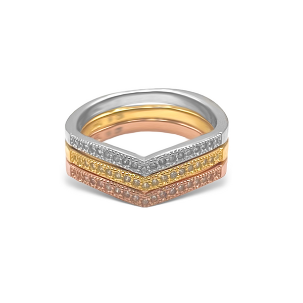 3 PC CZ Bands (Rose Gold, Gold, Silver