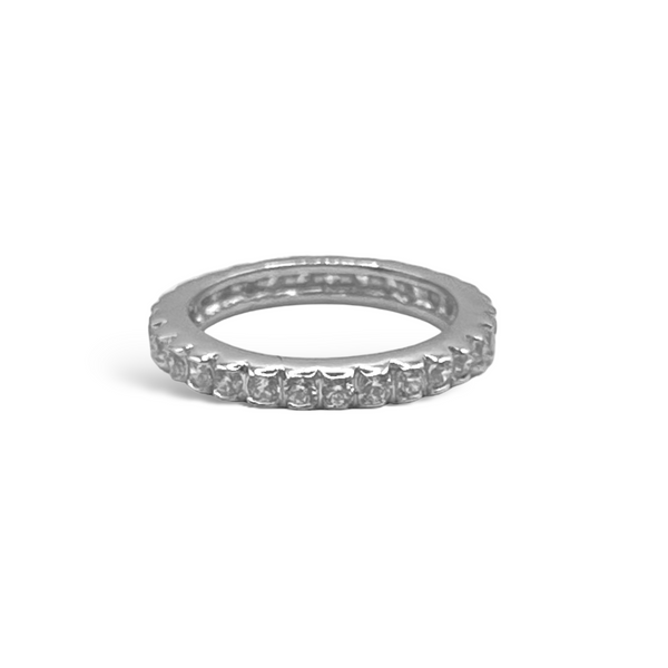 Sterling Silver Thick CZ Band