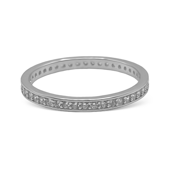 Sterling Silver Thin CZ Band