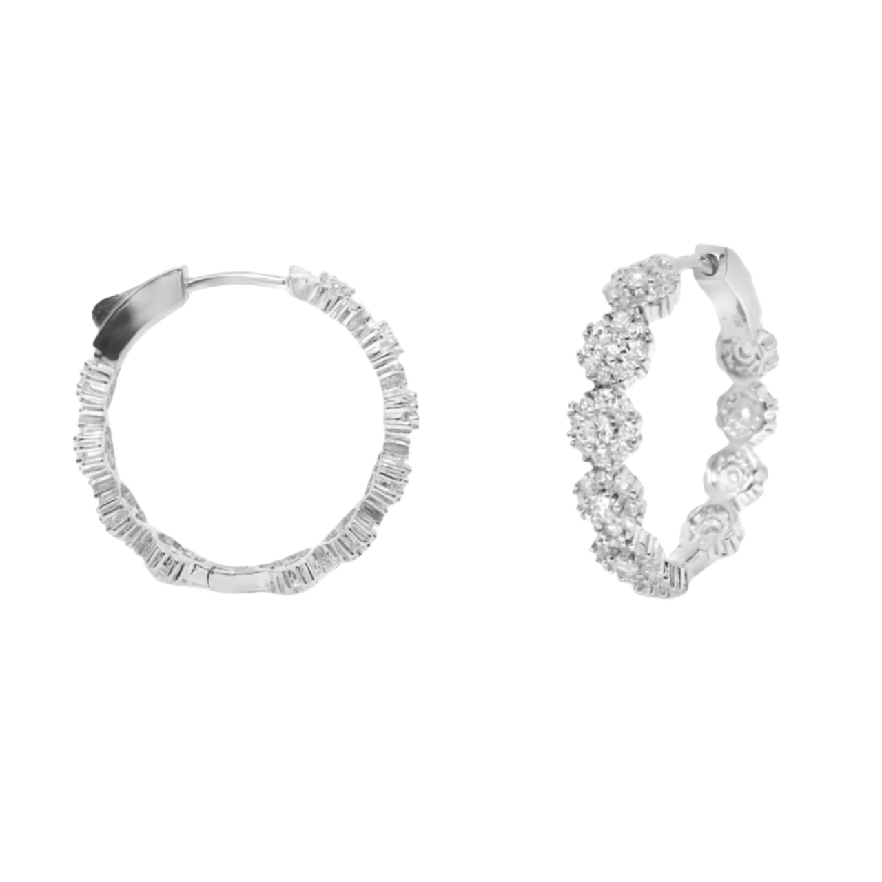 Sterling Silver CZ Octagon Linked Hoops