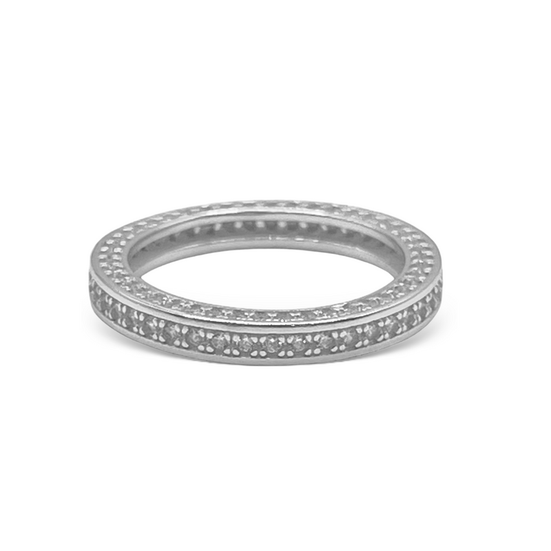 Sterling Silver Thick CZ Band