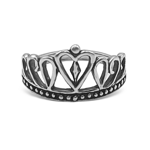 Sterling Silver Heart Crown Ring