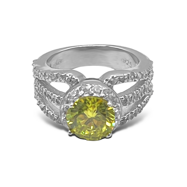 Sterling Silver Triple Split CZ Limestone Ring